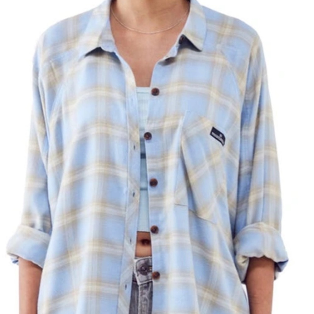 BDG Light Blue Plaid Casual Shirt
